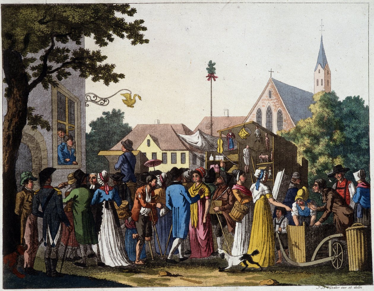 Scéna chůze v 18. století - rytina od Unknown artist