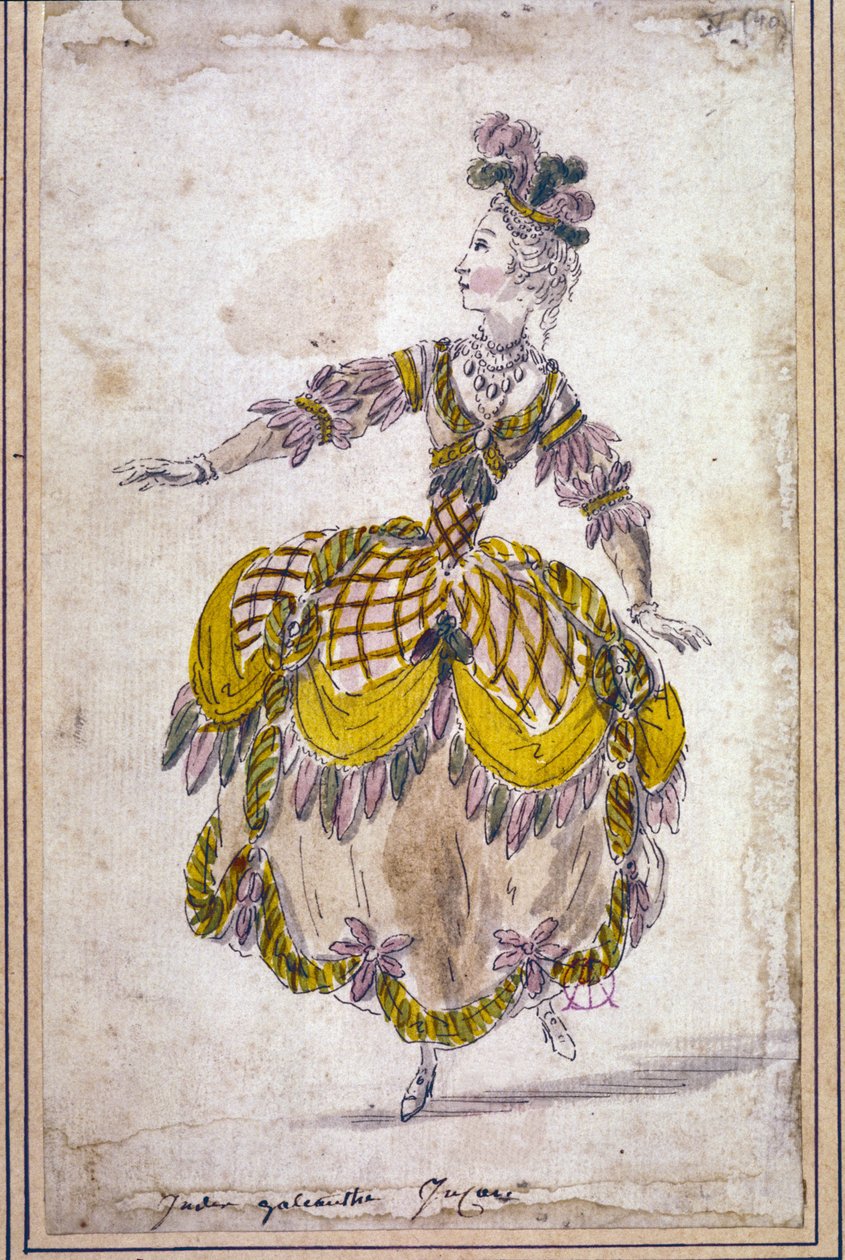 Scénografie: kresba kostýmů pro balet opery „Les Indes galantes““ od Jeana Philippa (Jean-Philippe) Rameau (1683-1764) 1761. Akvarel. od Unknown artist