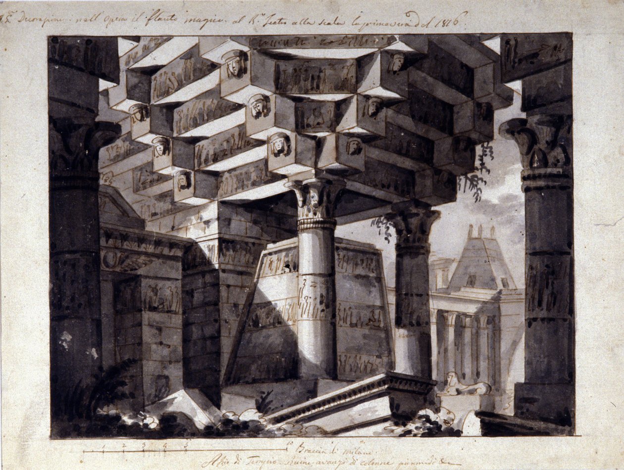 Scénografie pro „Začarovaná flétna“ od W. A. Mozarta... La Scala 1896 od Unknown artist