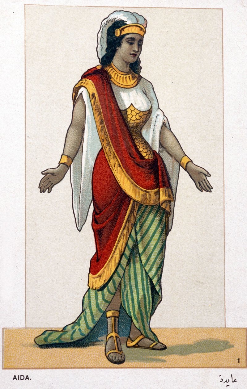 Cyklus chromolitografií operních kostýmů u příležitosti prvního ztvárnění Aidy od Giuseppe Verdiho: Aida. 1872 od Unknown artist
