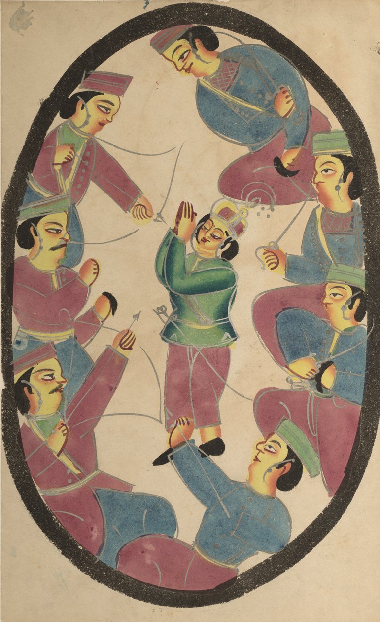 Sedm hrdinů nebo válečníků zabíjejících Abhimanyu, syna Arjuny od Unknown artist