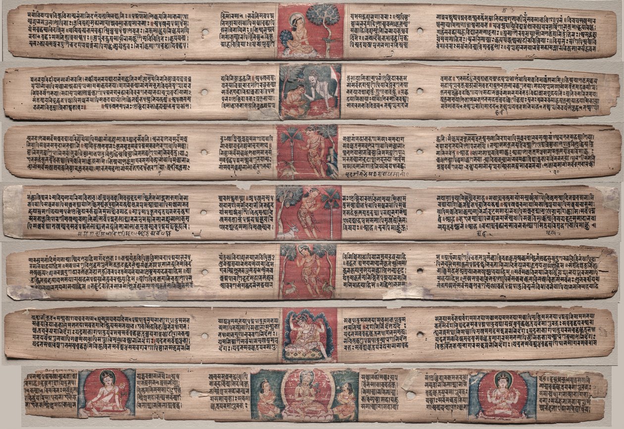 Sedm listů z rukopisu Gandavyuha-sutry (Písmo Nejvyšší řady) od Unknown artist