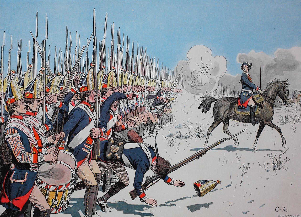 Sedmiletá válka, mezi 1756 a 1763, bitva u Leuthenu, 4. prosince 1757, pruská vojska od Unknown artist
