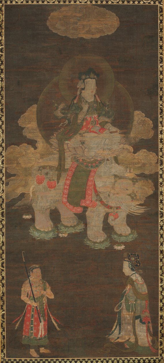 Šákjamuni triáda: Buddha navštěvovaný Manjushri a Samantabhadra (Bodhisattva se slonem) od Unknown artist