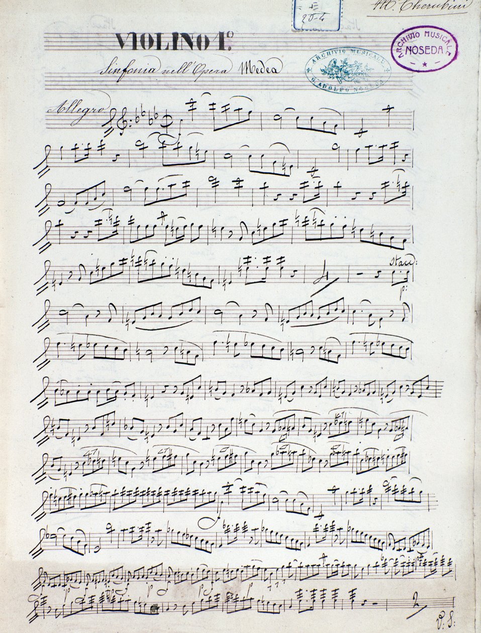 Noty pro první housle Medea, opera Luigi Cherubini od Unknown artist