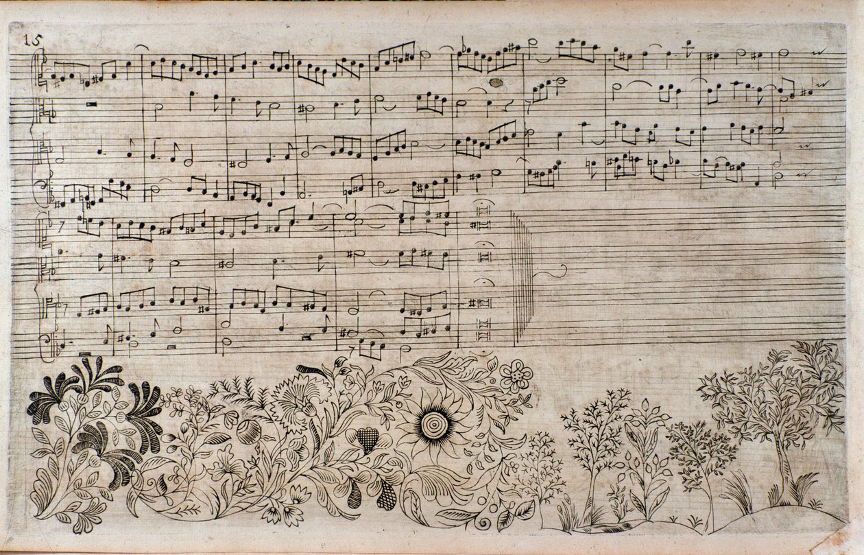 Noty k Umění fugy, konec kontrapunktu 5, od Johanna Sebastiana Bacha od Unknown artist