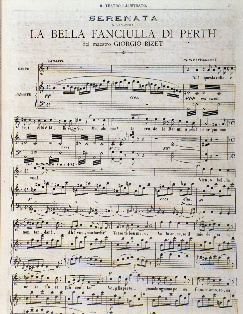 Stránka s notami pro „Slušná služka z Perthu, opera Georgese Bizeta od Unknown artist