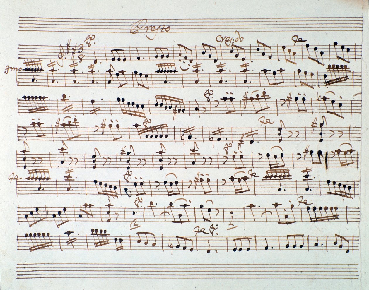 Notová stránka pro první housle v úvodu Mithridate, King of Pont, opera Mozart (1770) od Unknown artist