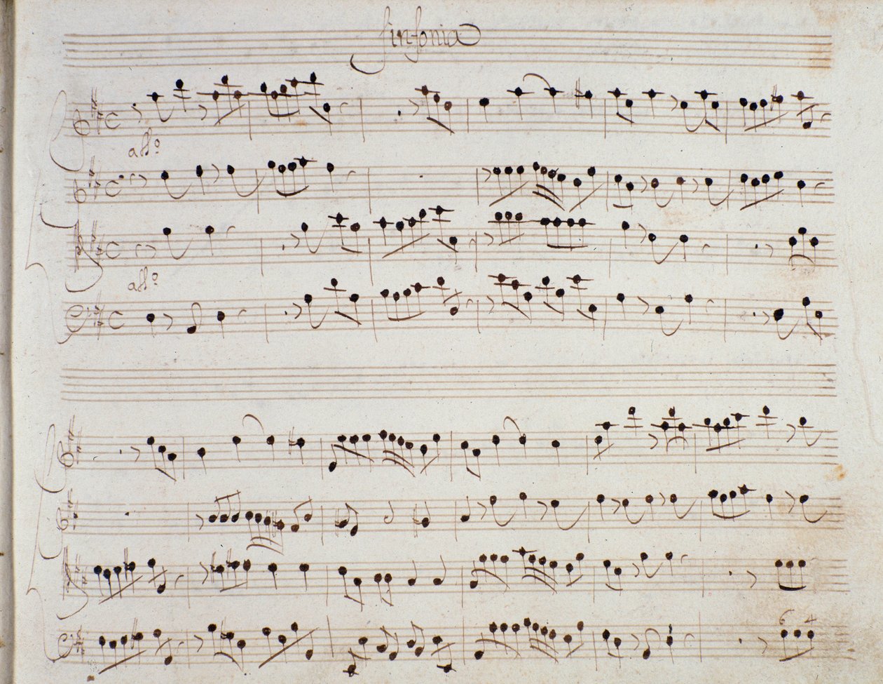 Notová stránka k opeře Mithridate od Giuseppe Aldrovandiniho (1706) od Unknown artist