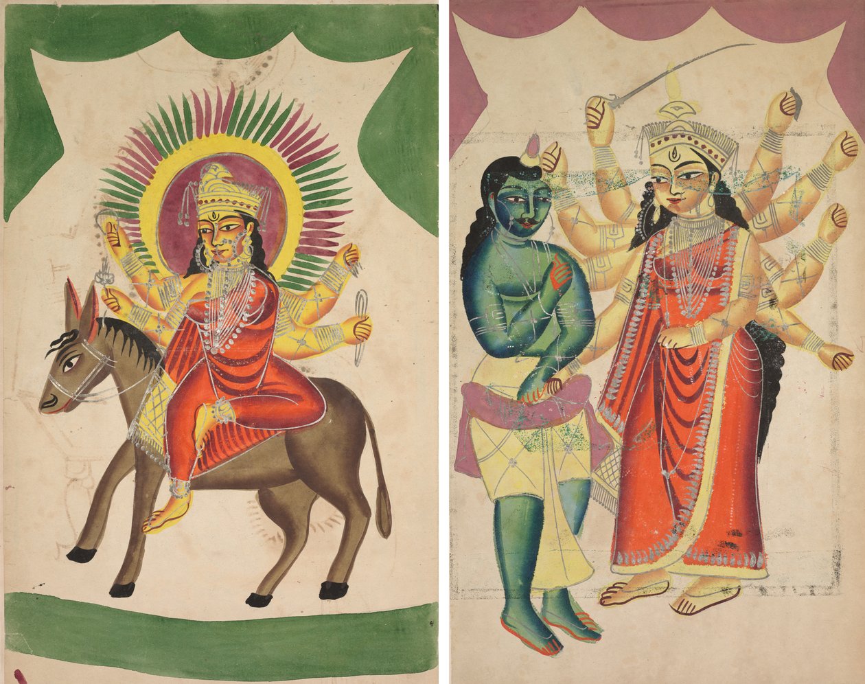 Sheetaladevi: Bohyně neštovic (recto); Durga (na druhou stranu) od Unknown artist