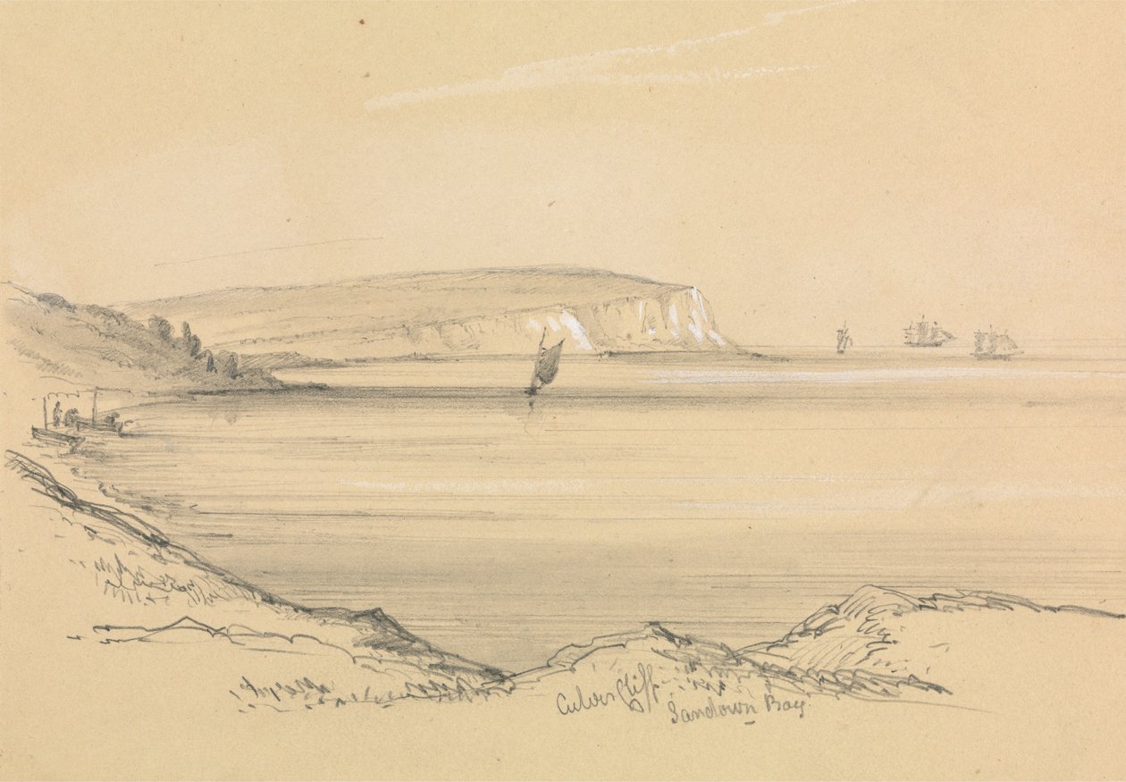 Lodě v Sandown Bay od Unknown artist