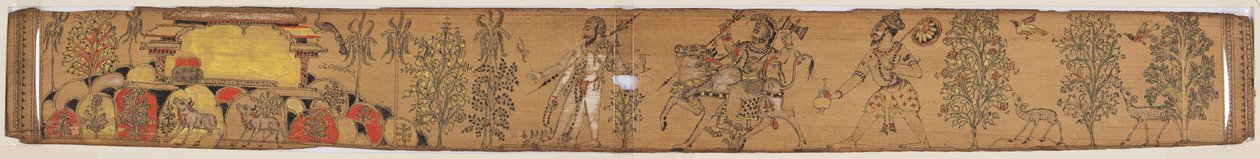 Shiva a jeho následovníci se vracejí na horu Kailash (verze), z románu Chandrabhanu a Lavanyavati z Upendra Bhanja (1670-1740) od Unknown artist