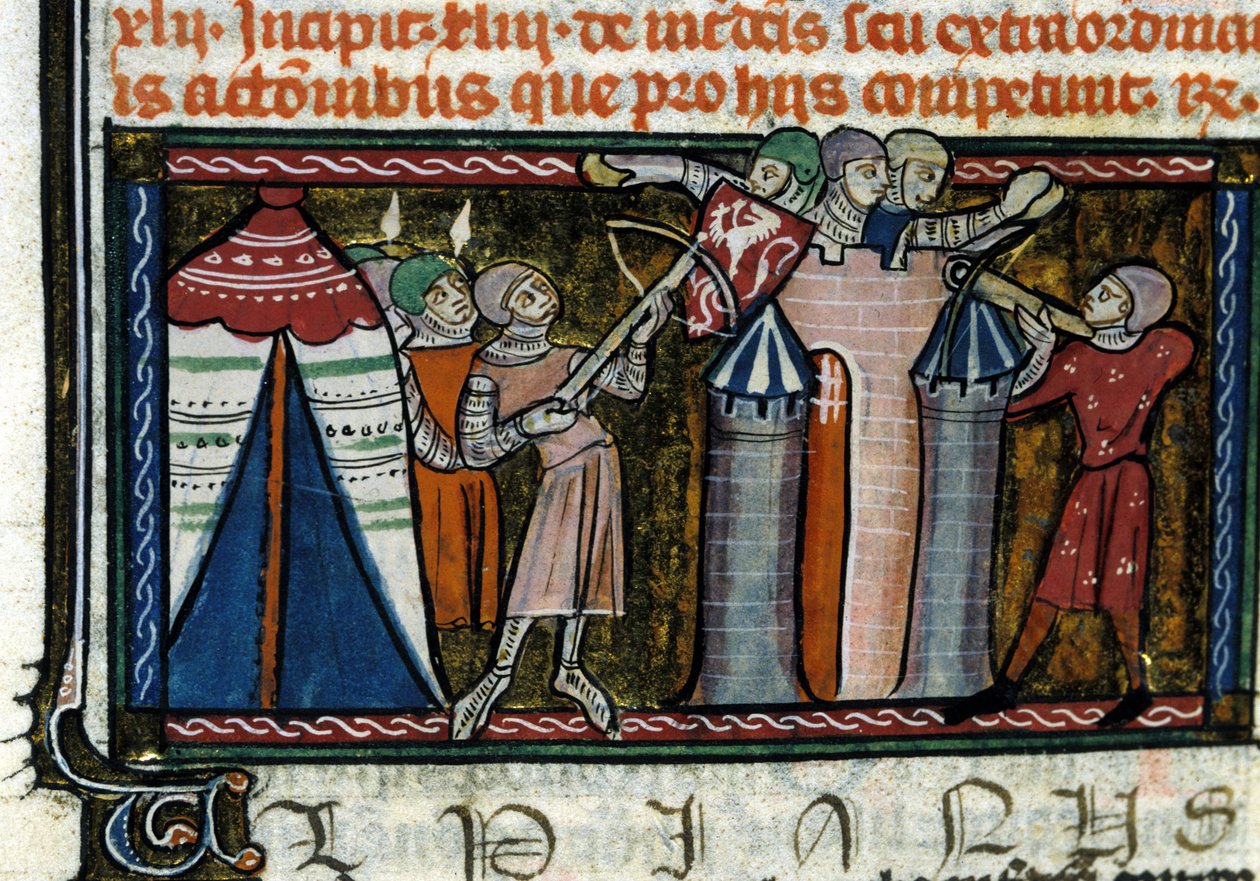 Obléhání hradu. Miniatura z rukopisu ze 13. století. Milán, Biblioteca Trivulziana. od Unknown artist