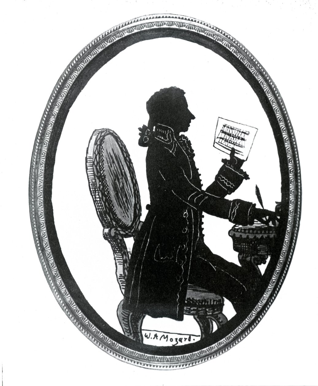 Silueta skladatele Wolfganga Amadea Mozarta (1756 - 1791). od Unknown artist