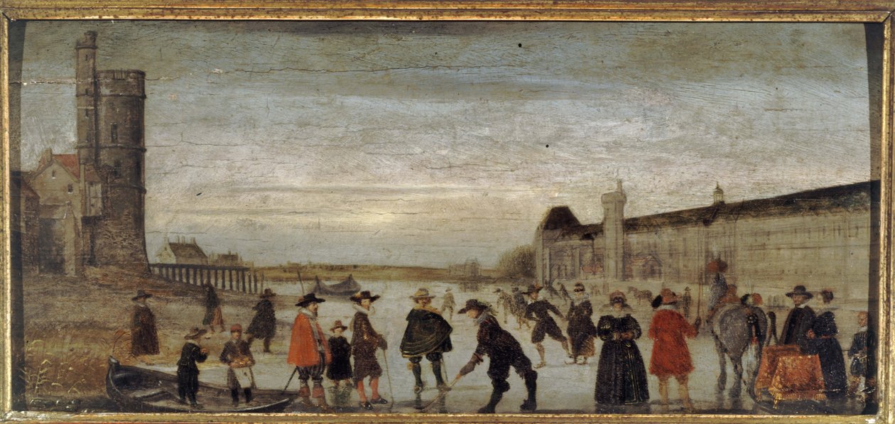 Bruslaři na Seině v roce 1608, asi 1608 (olej na dřevě) od Unknown artist