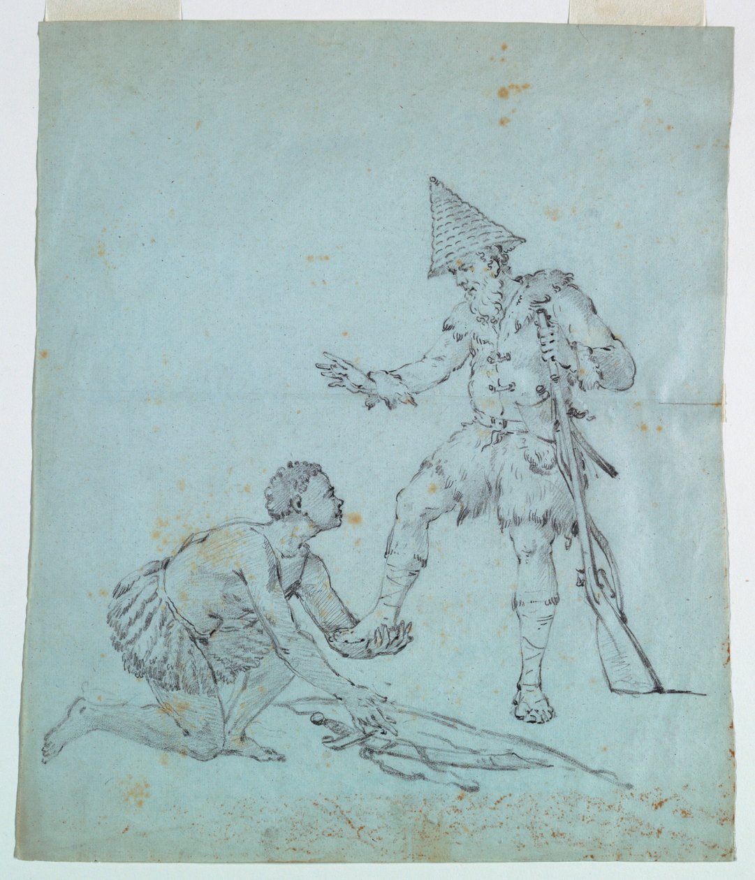 Náčrt pro potisk bavlny: Robinson Crusoe od Unknown artist