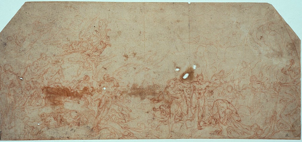 Skica k Poslednímu soudu (recto); Studie hlavy (verso) od Unknown artist