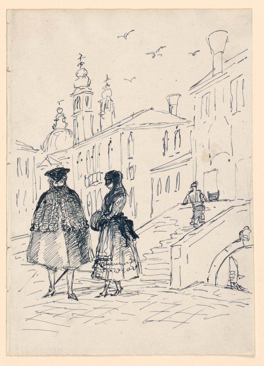 Náčrt pouliční scény v Benátkách od Unknown artist