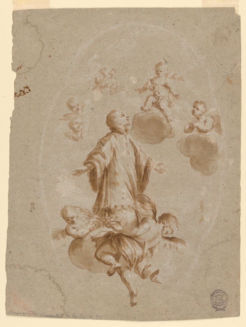 Svatý Aloysius Gonzaga je přijat v nebi Kristem od Unknown artist