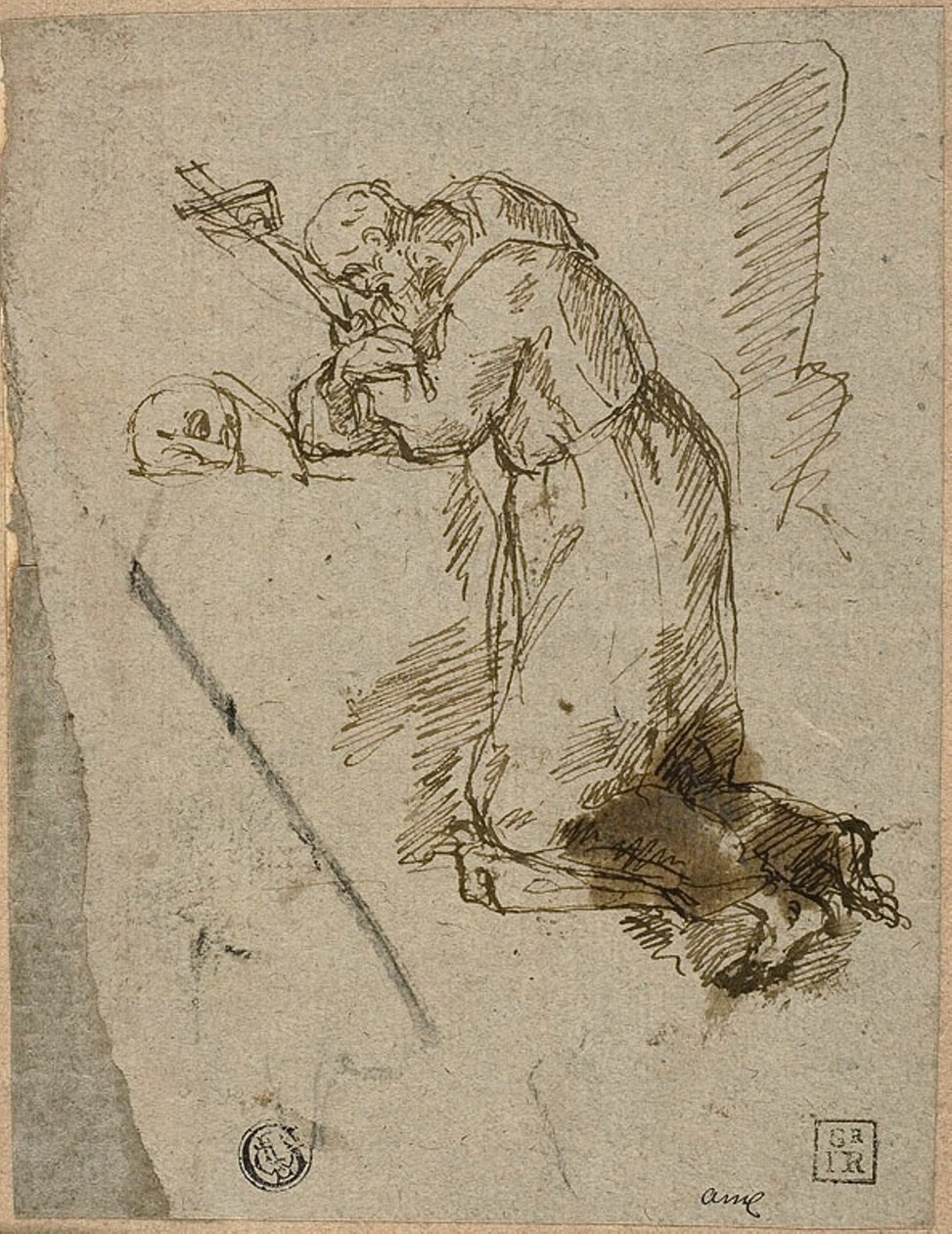 Svatý František z Assisi v modlitbě od Unknown artist