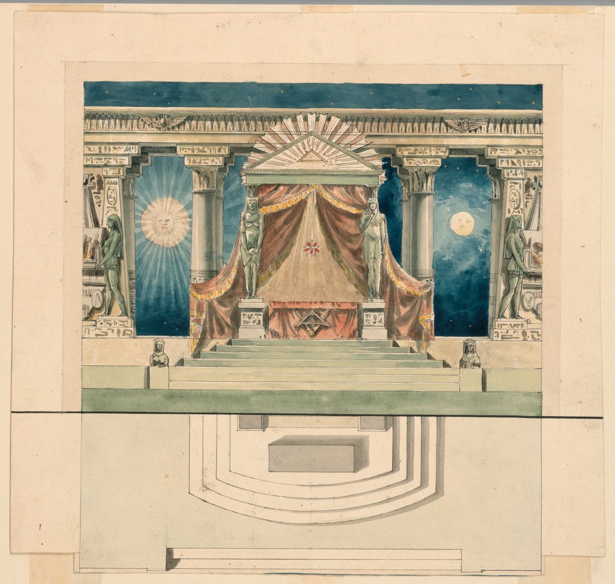 Scéna, oltář v egyptském chrámu od Unknown artist