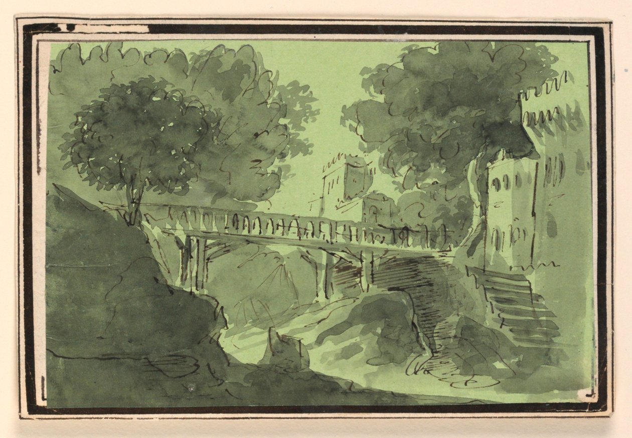 Scéna, most přes vodu od Unknown artist