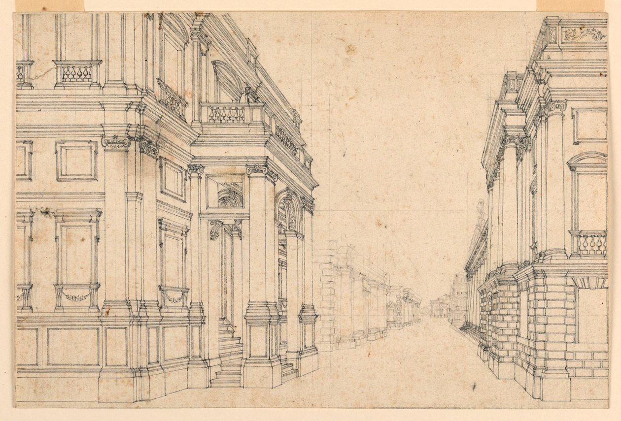 Scéna: Městská ulice s paláci od Unknown artist