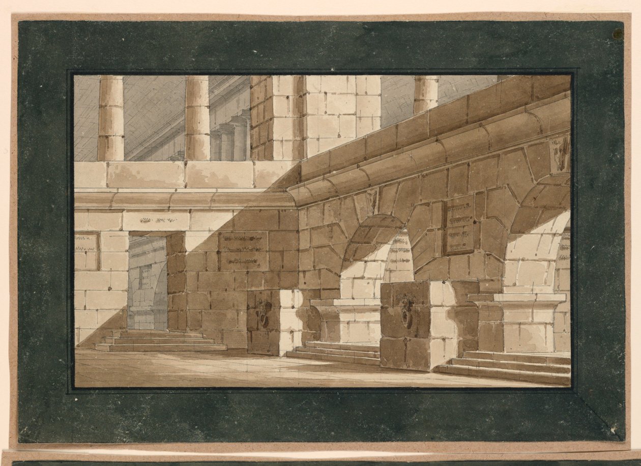 Scéna, budova antického soudu od Unknown artist
