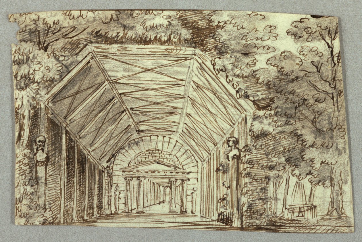 Scéna, zahradní pavilon od Unknown artist