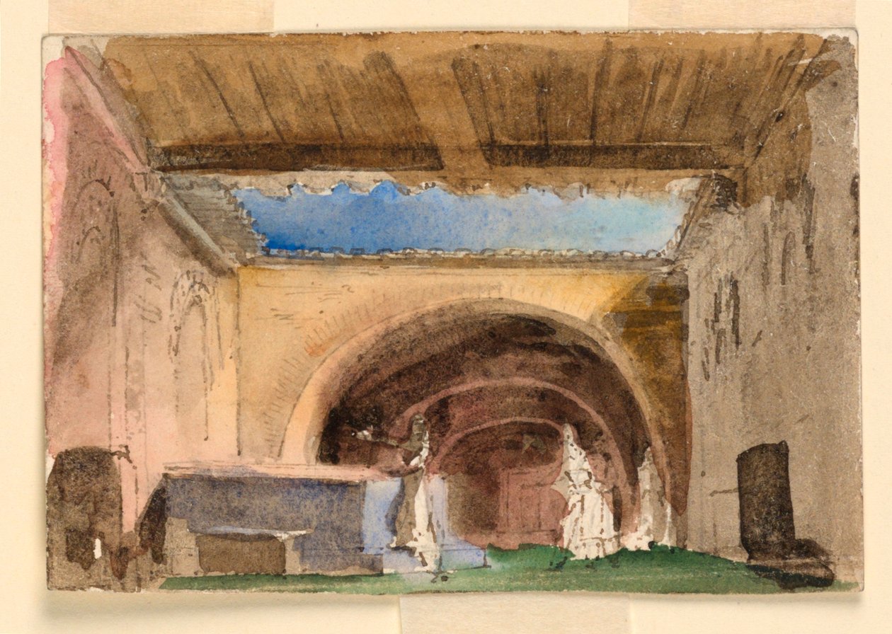 Scénografie, interiér domu a dvora od Unknown artist