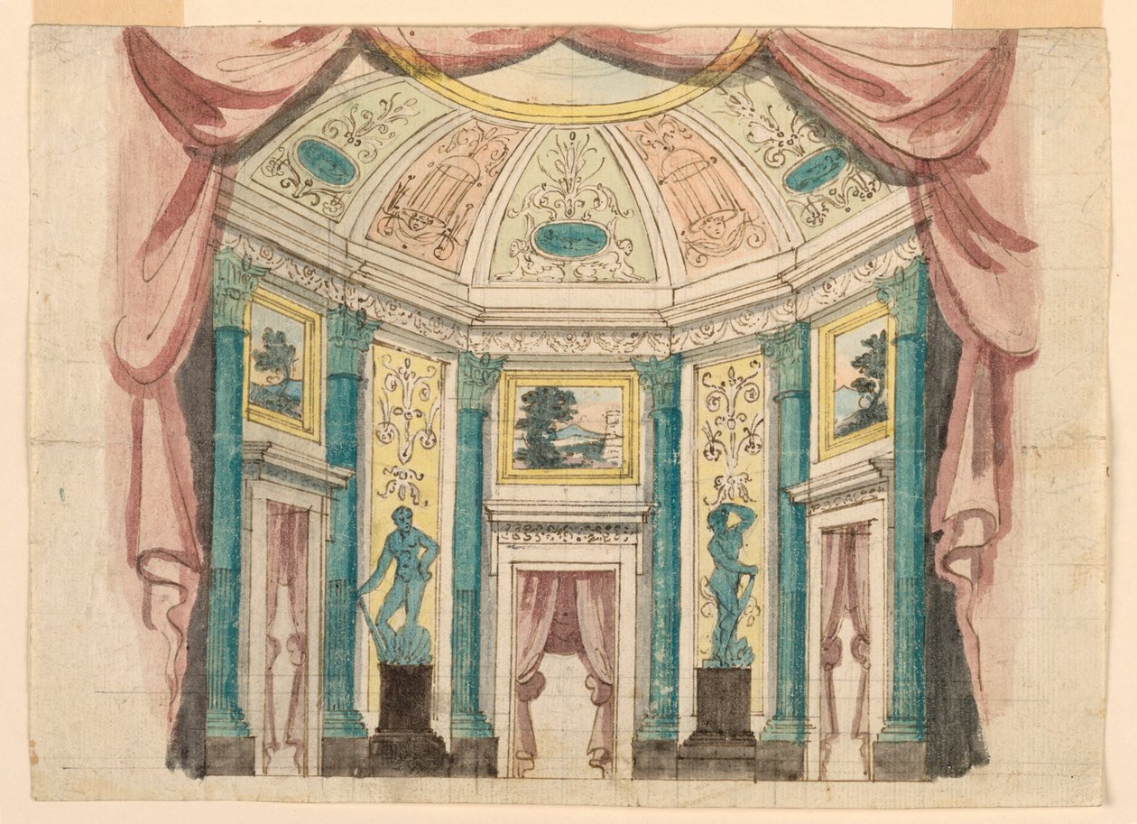 Scéna, interiér palácového sálu od Unknown artist
