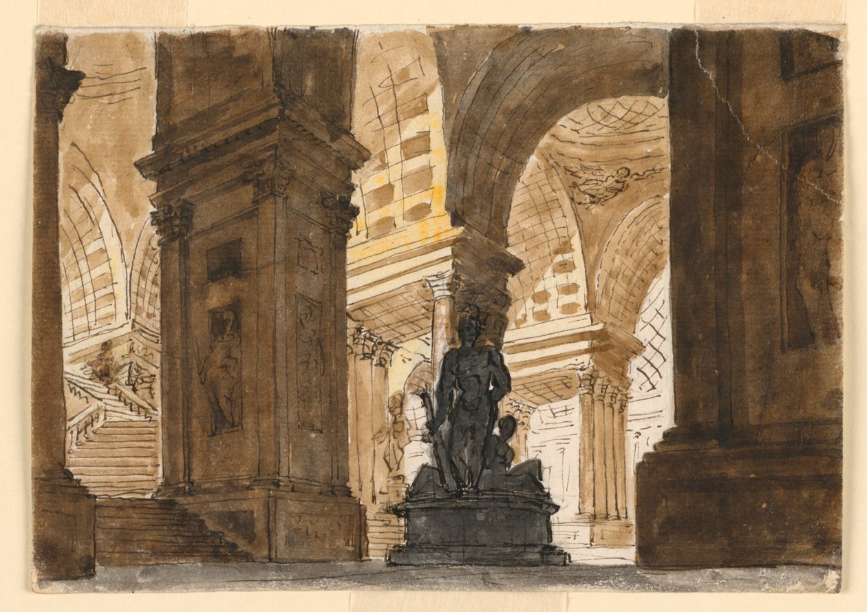 Scéna, interiér palácového schodiště od Unknown artist