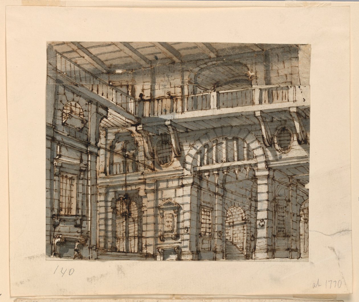 Scéna, interiér vězeňského soudu od Unknown artist