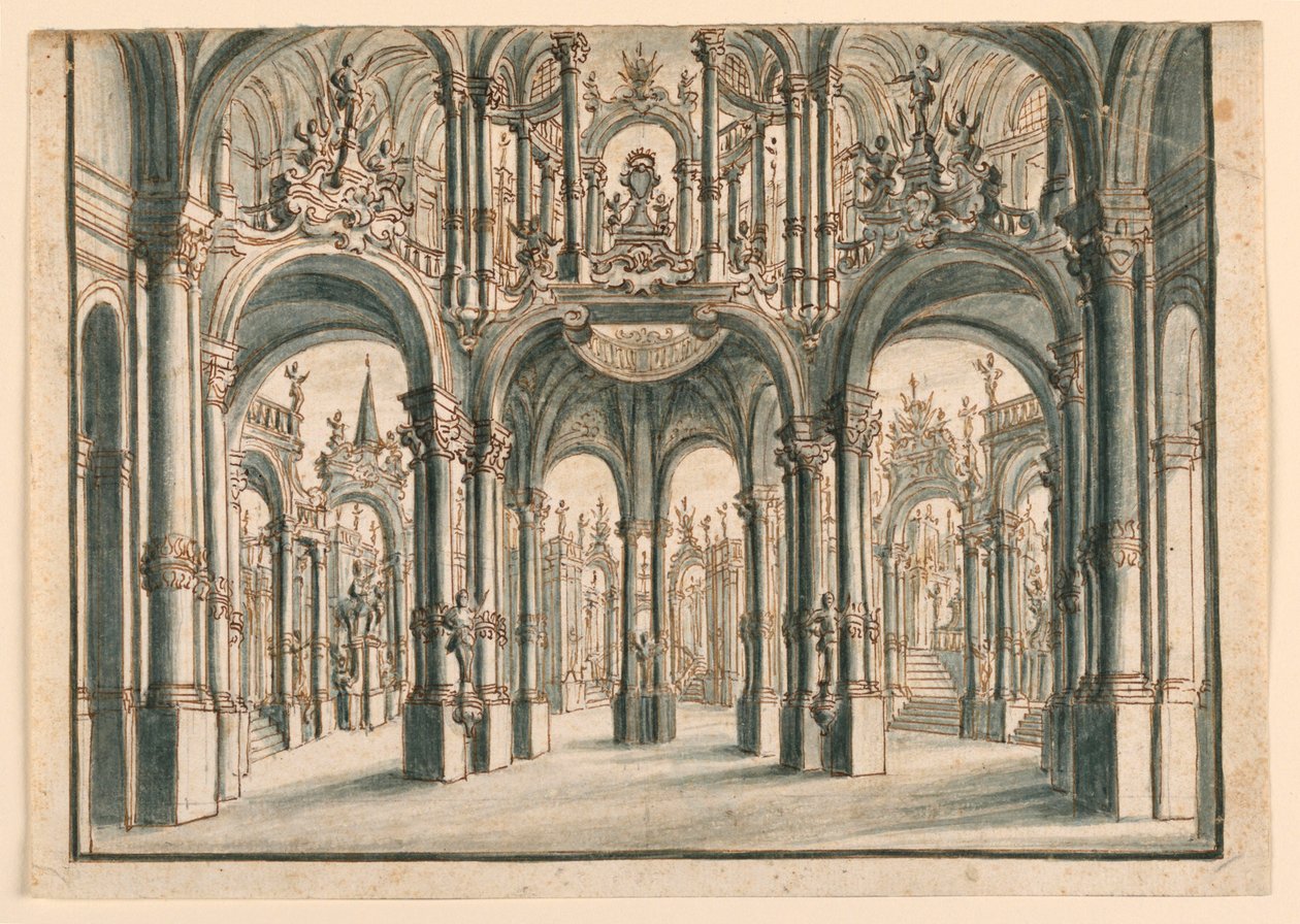 Scéna, otevřený palácový dvůr od Unknown artist