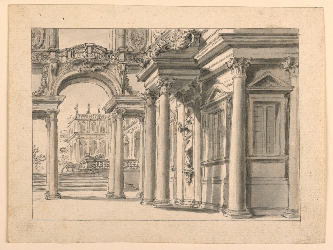 Scéna: Palácová zahradní architektura od Unknown artist