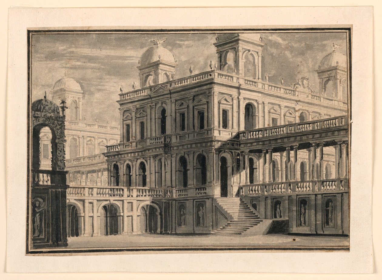Scéna, palác a sloupoví zvenčí od Unknown artist
