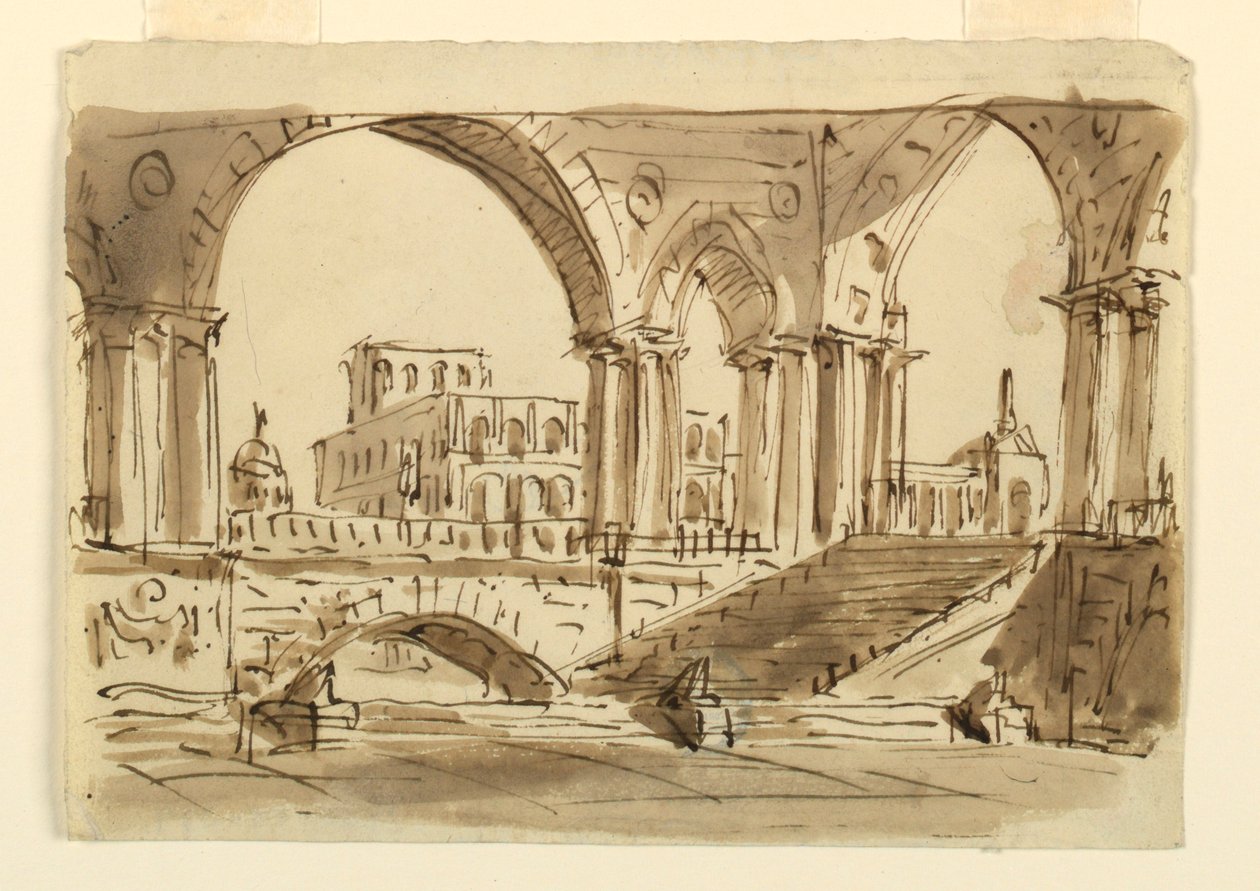 Scénický design, sloupoví a schodiště od Unknown artist