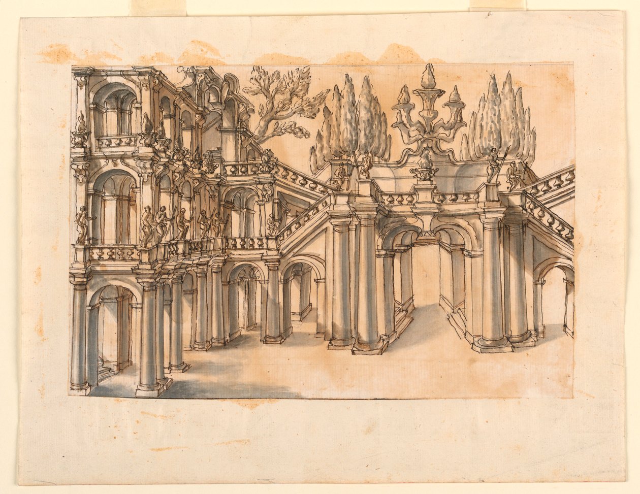 Scéna: Schodiště v parku od Unknown artist