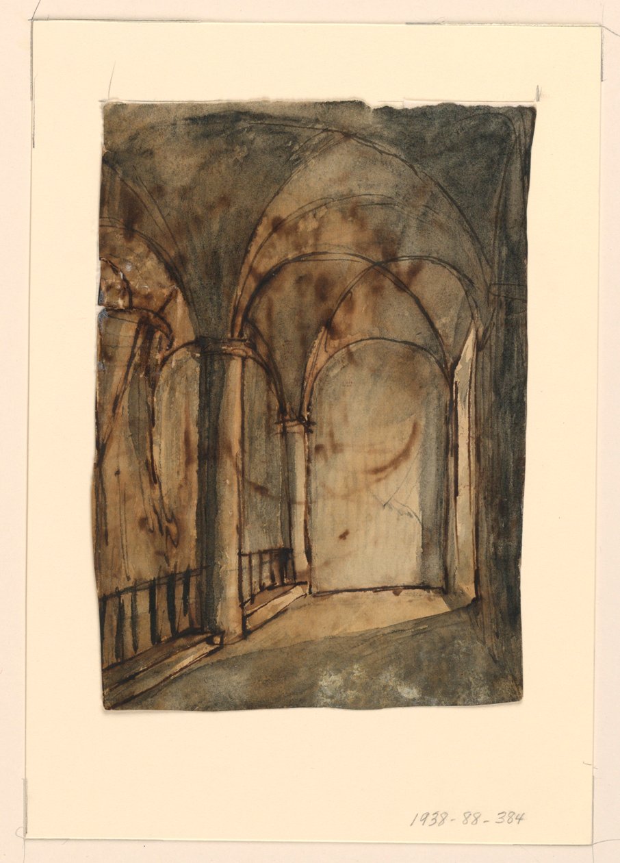 Scéna, interiér klenutého kostela od Unknown artist
