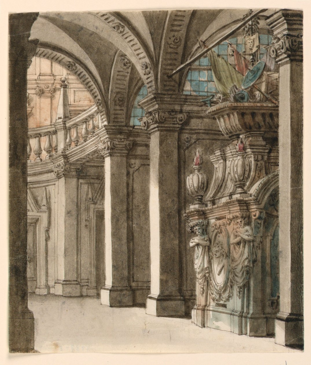 Scénický design, pohled do apsidy od Unknown artist
