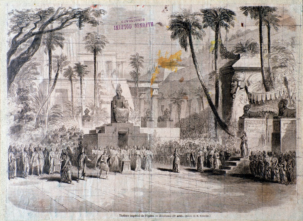 Scéna pro druhé dějství Semiramide, opera Gioacchino Rossini od Unknown artist