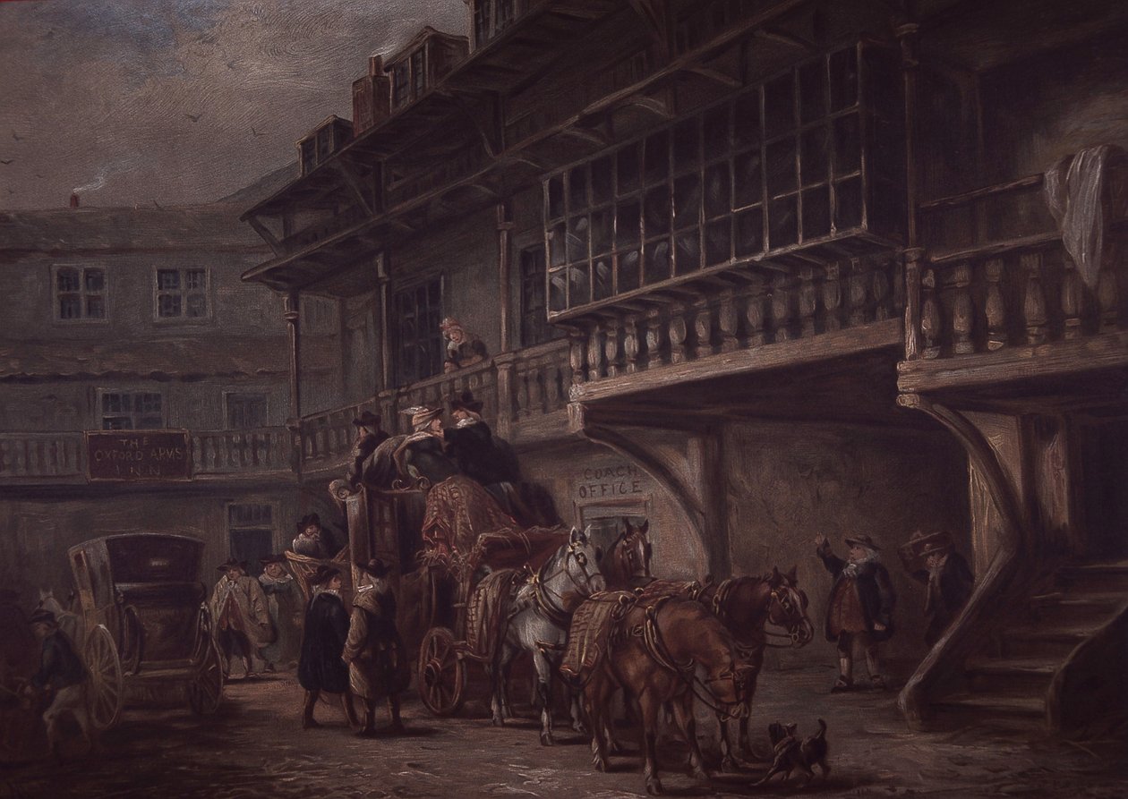 Stagecoach Inn (barevné litho) od Unknown artist