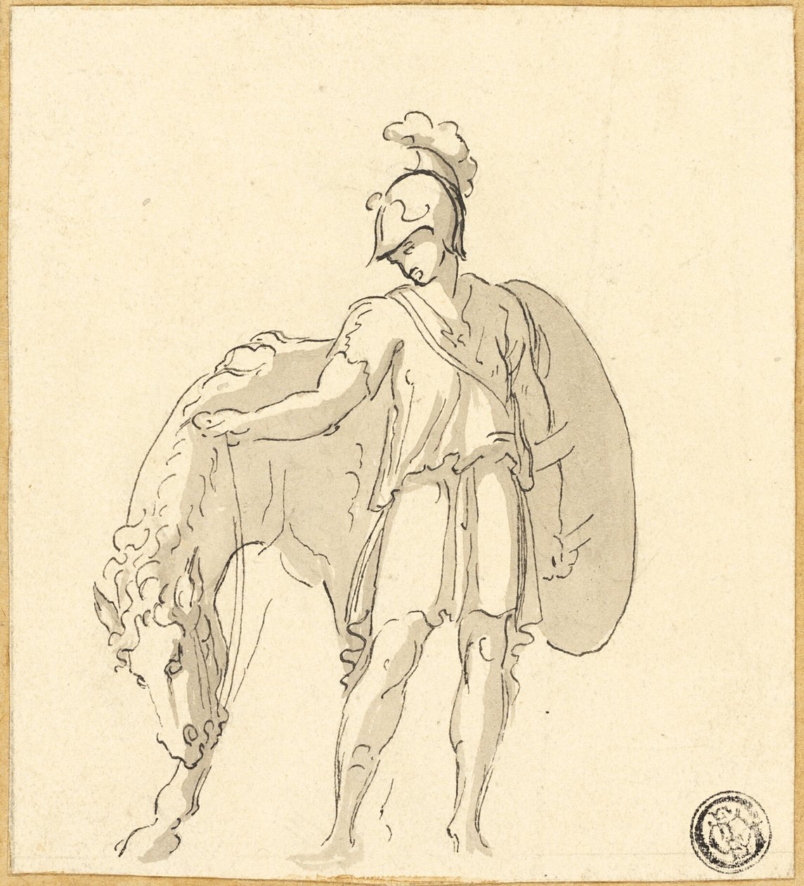 Stojící bojovník a kůň od Unknown artist