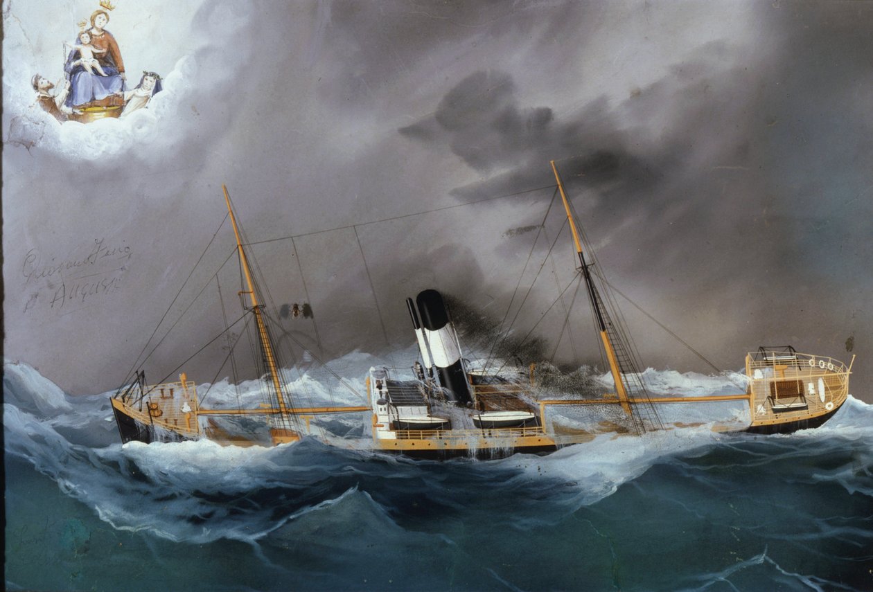 Parník v bouři. od Unknown artist