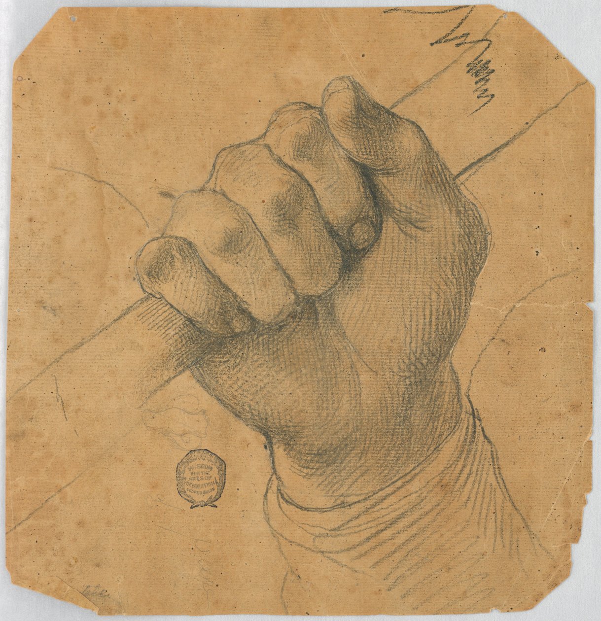 Studie: Mužská ruka držící hůl od Unknown artist