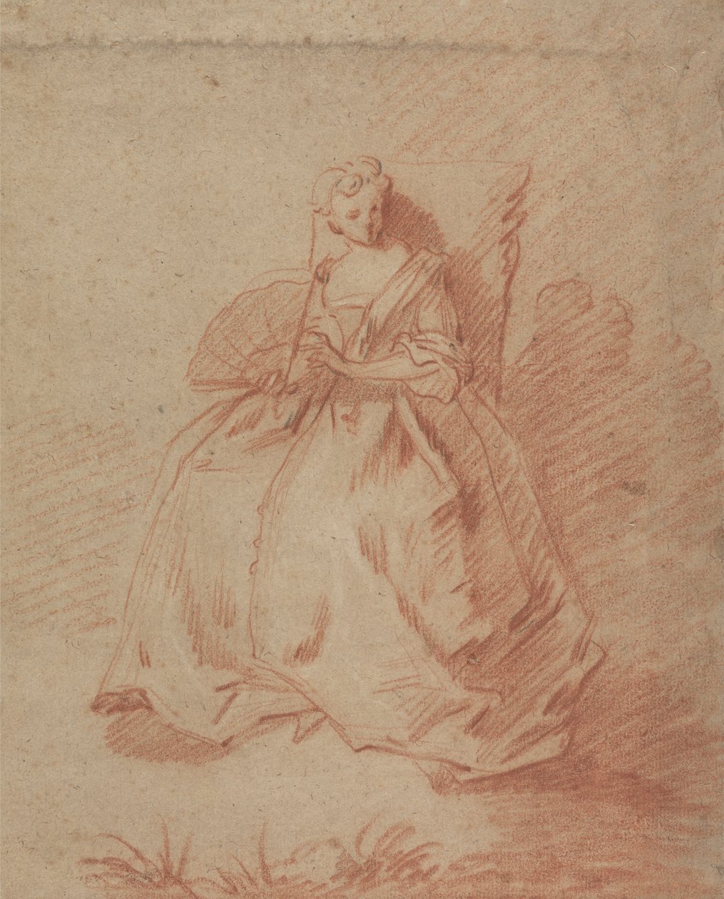 Studie sedící ženy držící vějíř od Unknown artist