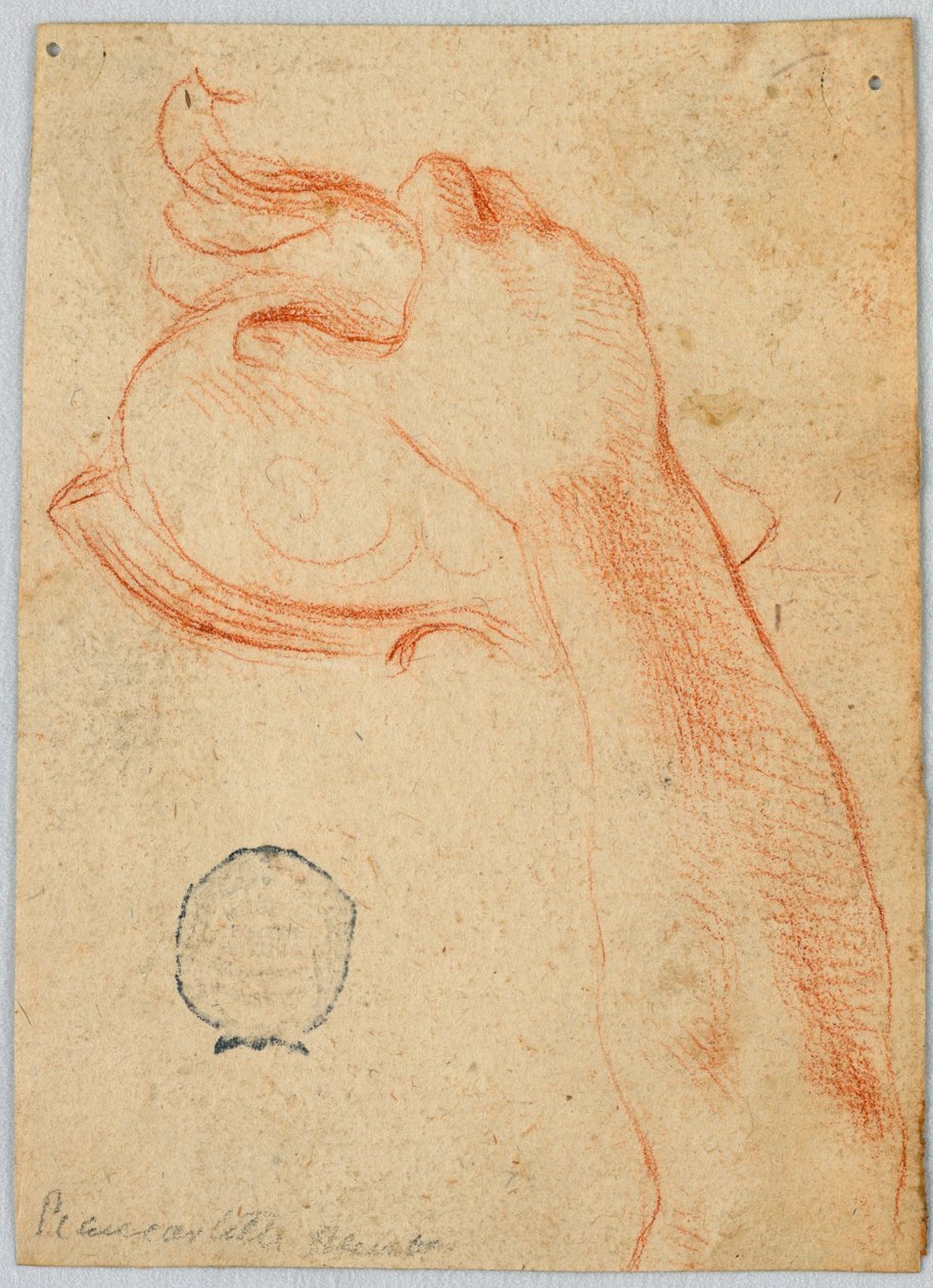 Studie pravého předloktí ženy držící starožitnou přilbu od Unknown artist