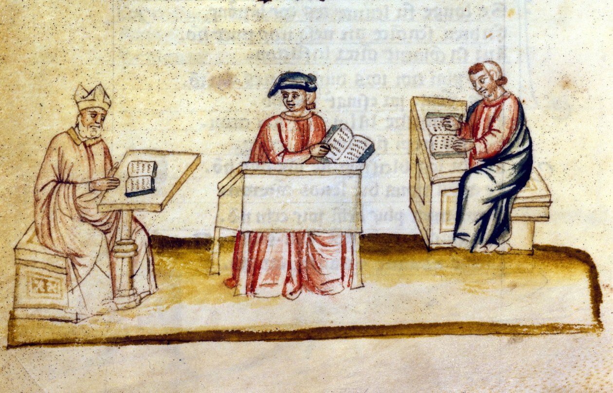 Studovna v klášteře. 14. století. Bibl. Nazionale Marciana, Benátky. od Unknown artist