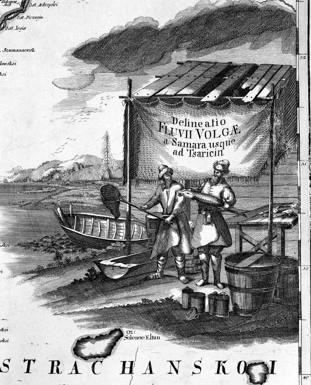 Lov jeseterů na Volze v 18. století. od Unknown artist