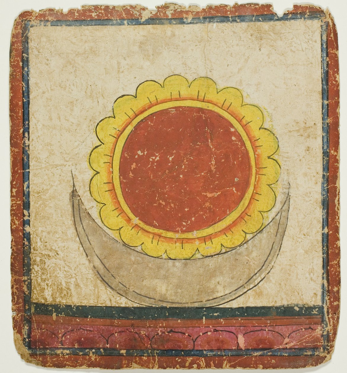 Slunce, Měsíc a Lotos na Lotosovém trůnu, ze sady iniciačních karet (Tsakali) od Unknown artist